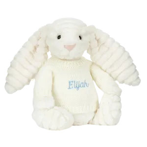 Bashful Luxe Bunny Nimbus with Personalised Cream Jumper