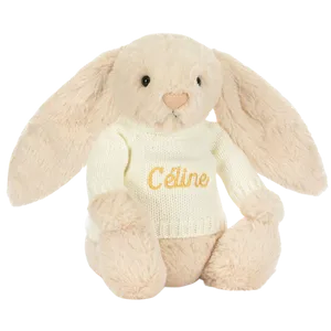 Bashful Luxe Bunny Willow with Personalised Cream Jumper