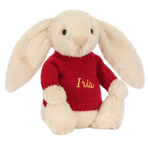 Bashful Luxe Bunny Willow with Personalised Red Jumper