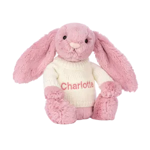 Bashful Tulip Pink Bunny with Personalised Cream Jumper